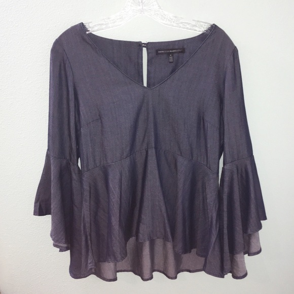 White House Black Market Tops - White House Black Market Peplum Bell Sleeve Blouse